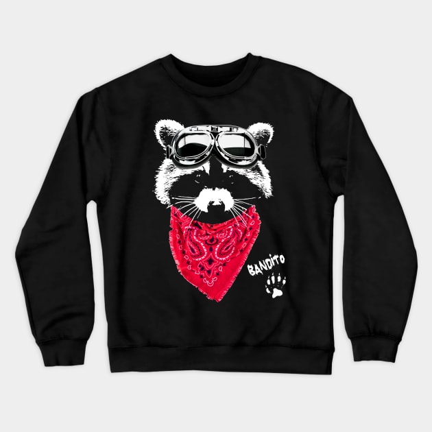 Raccoon Bandito in red scarf and goggles Crewneck Sweatshirt by HouseofRoc